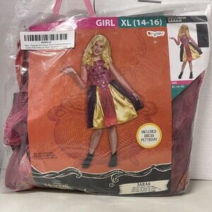 Hocus Pocus Sz XL 14-16 Girls Deluxe Sarah Witch Dress‎ Costume Disguise Disney